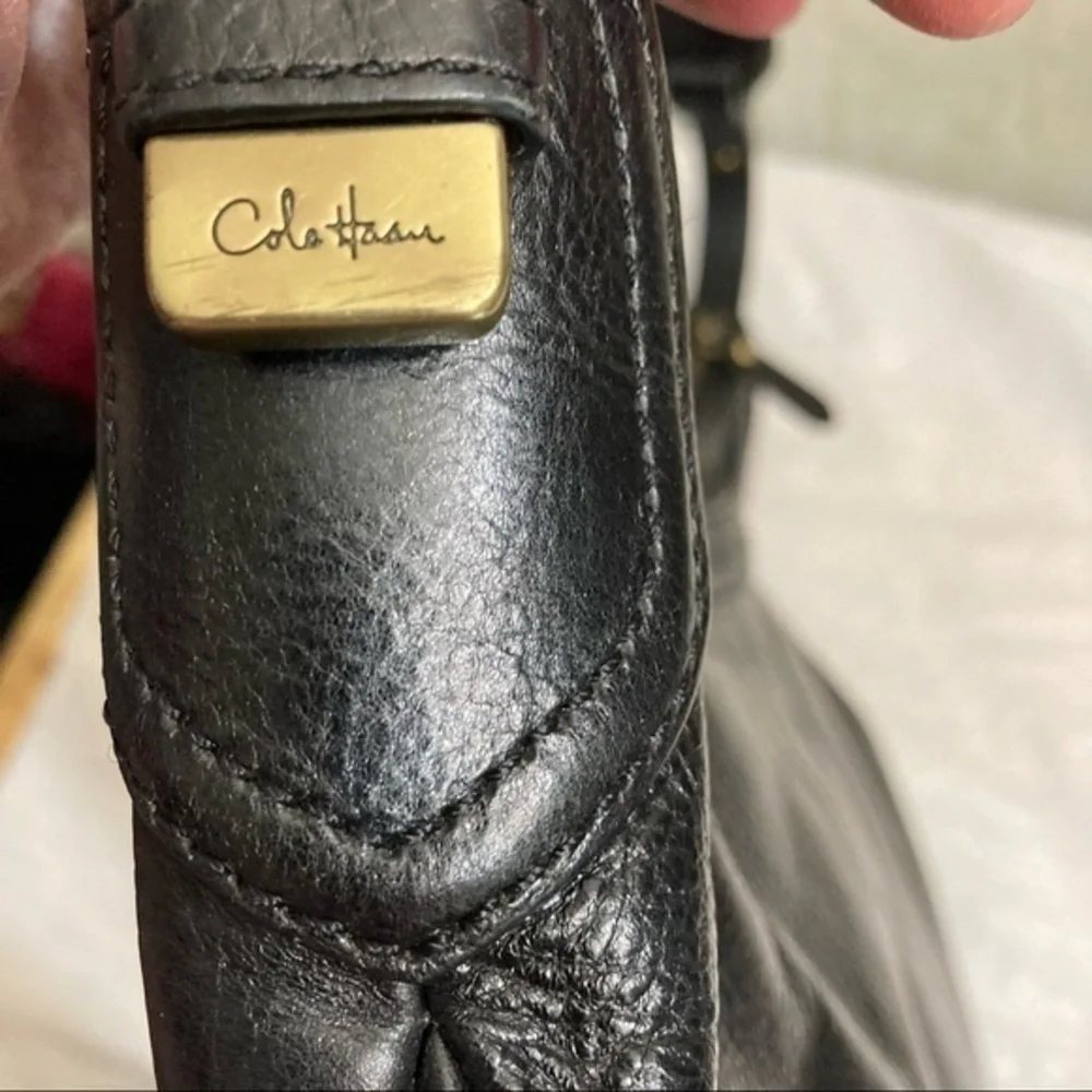 Cole Haan black leather hobo bag